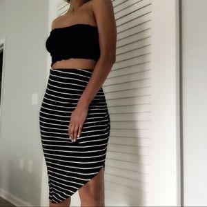 Bobeau Asymmetrical Striped Skirt